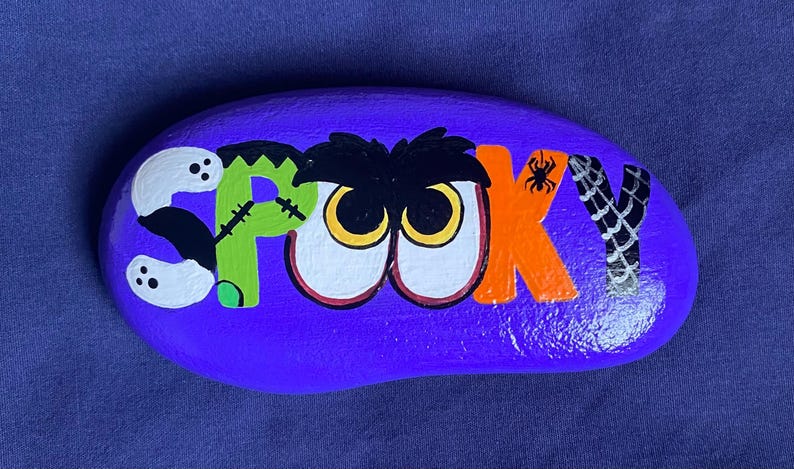 Halloween Painted Rock: Spooky Decorative Letters - Etsy