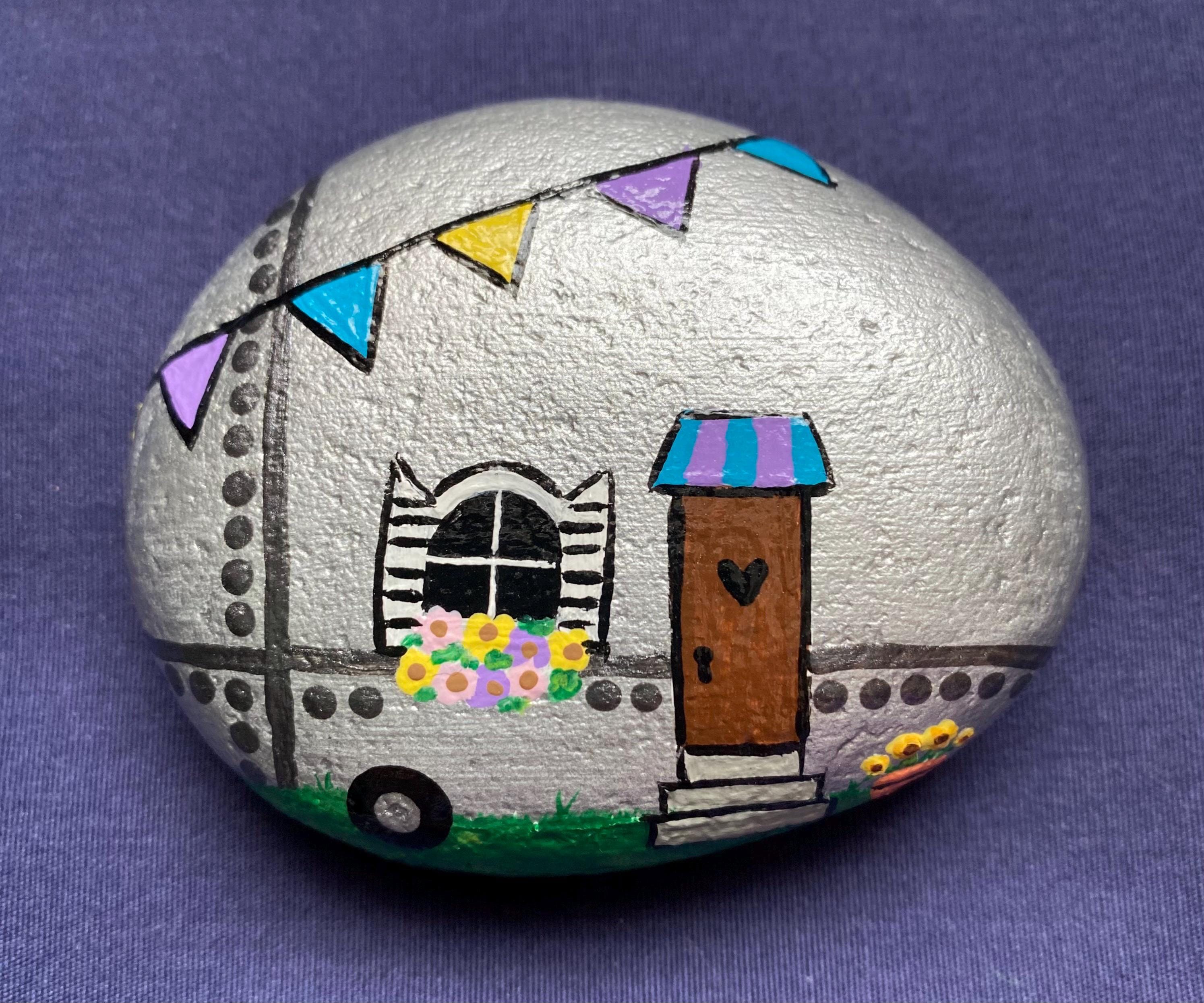 Camping Painted Rock, Camper Painted Stone, Campground Decor and Gifts ...
