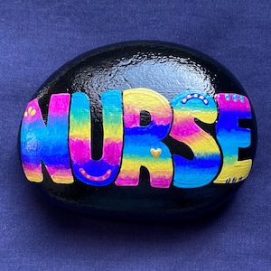 Nurse Painted Rock, Nursing Painted Stone, Nurses, Garden, Porch, Patio, Paperweights, Home Decor, Gifts