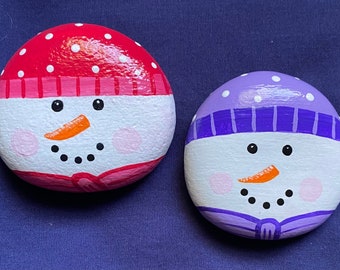 Snowman Painted Rock Etsy Snowman Painted Rock Etsy