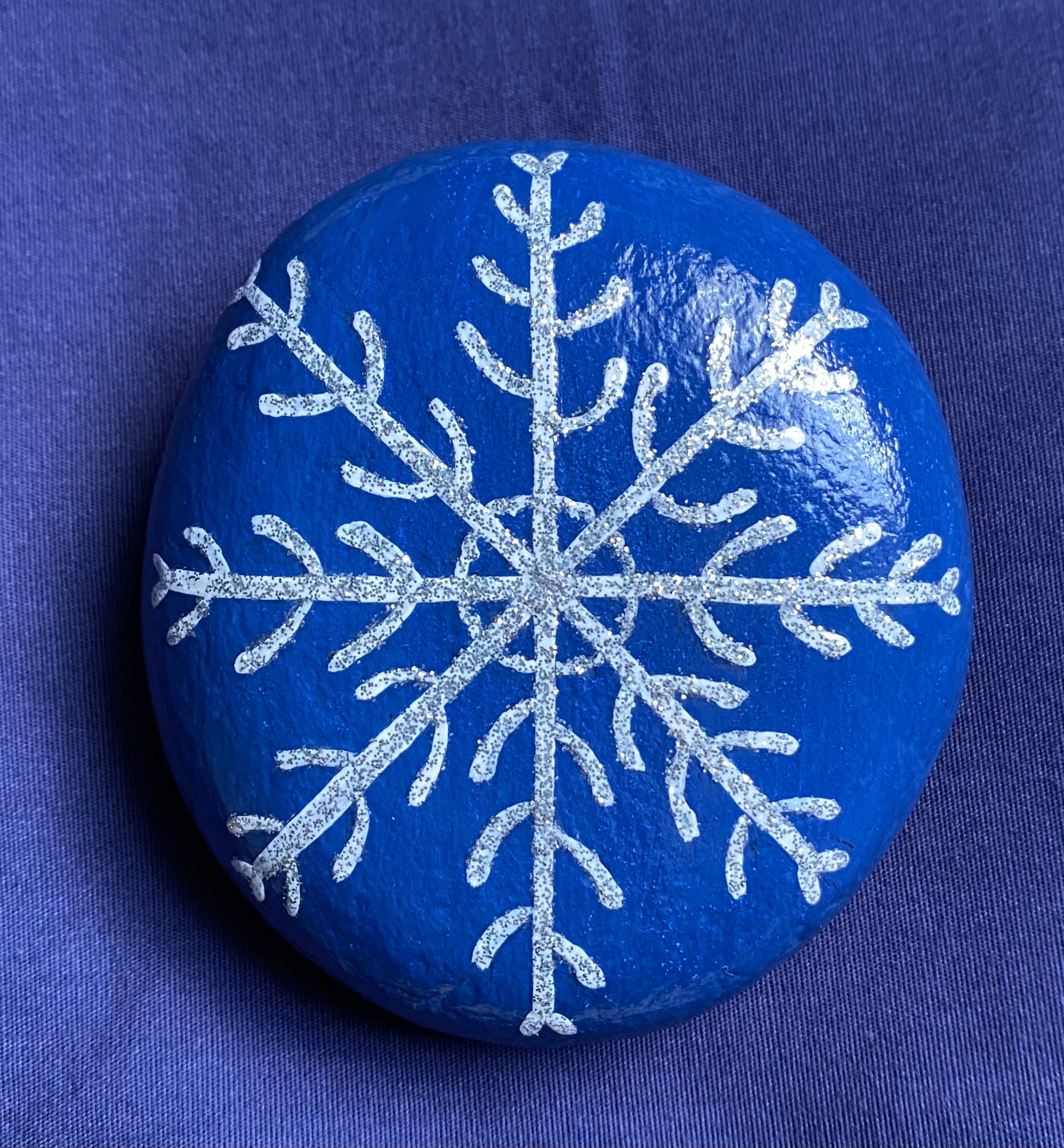 Snowflake Painted Rock Let It Snow Painted Stone Words Etsy