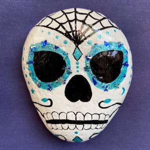 Sugar Skull Painted Rock: Skull Paperweights and Decor