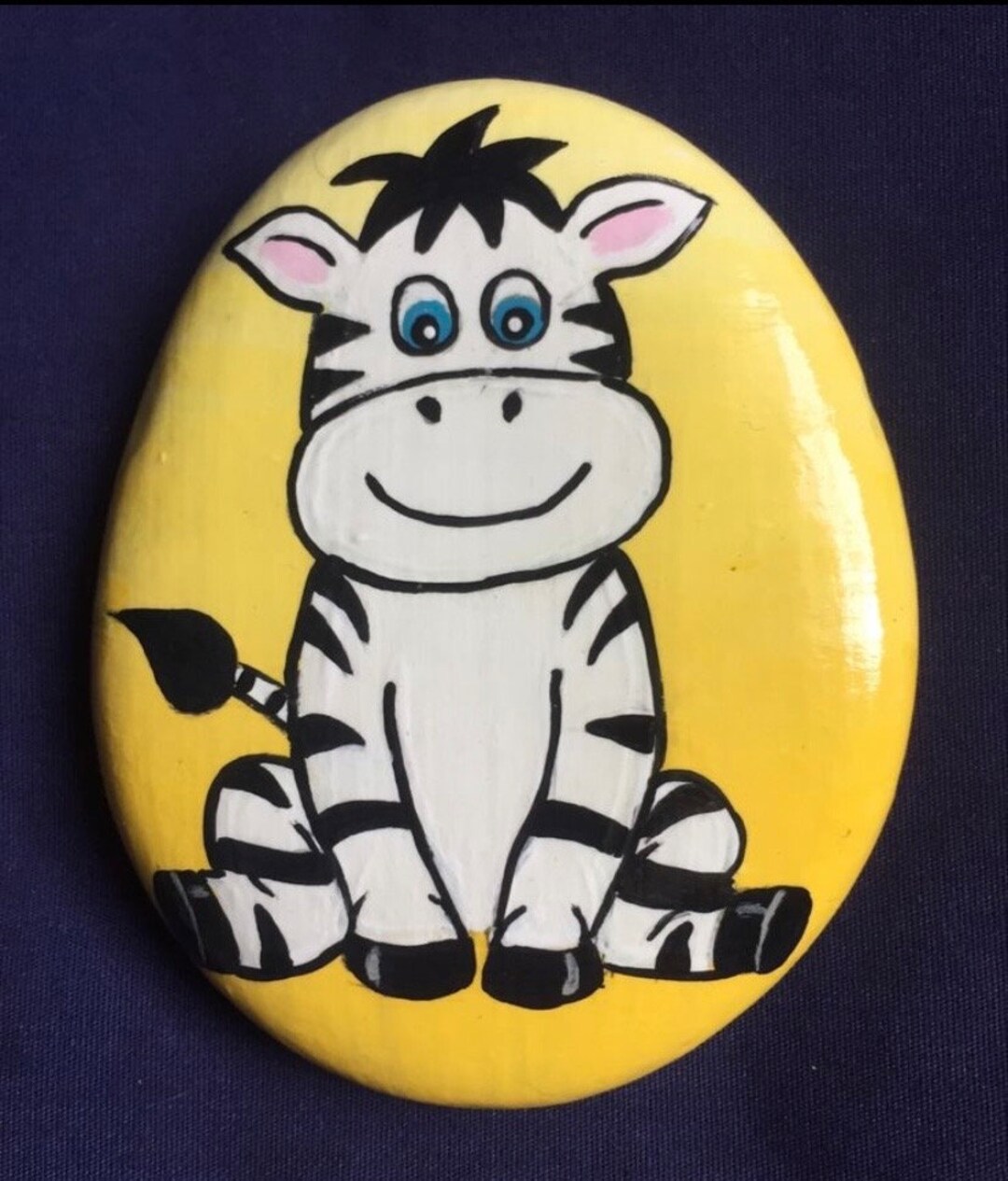 Zebra Painted Rock Animal Painted Stone Zoo Zebras Garden Etsy