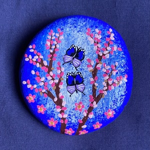 Butterfly Painted Rock, Flower Painted Stones, Butterflies Home Decor and Gifts