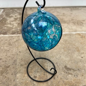 Hand painted blue candle holder. Glass candle holder on a stand. Votive candle holder. Valentine gift for her.  Christmas gift