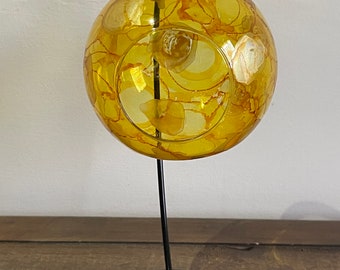 Bright sunshine yellow candle holder. Painted tea light holder. Glass candle holder on a stand. Valentine gift for her.  Christmas gift