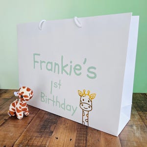 Personalised Children’s Birthday Gift Bag - Toddler & Baby Luxury Gift Bags.  Children’s Safari Party Bags.  Special 1st Birthday Bag.