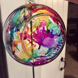 Colourful Hand painted tea lights glass candle holder. Tea light holder stand. Funky coloured candle holder. Unique gift. Christmas gift