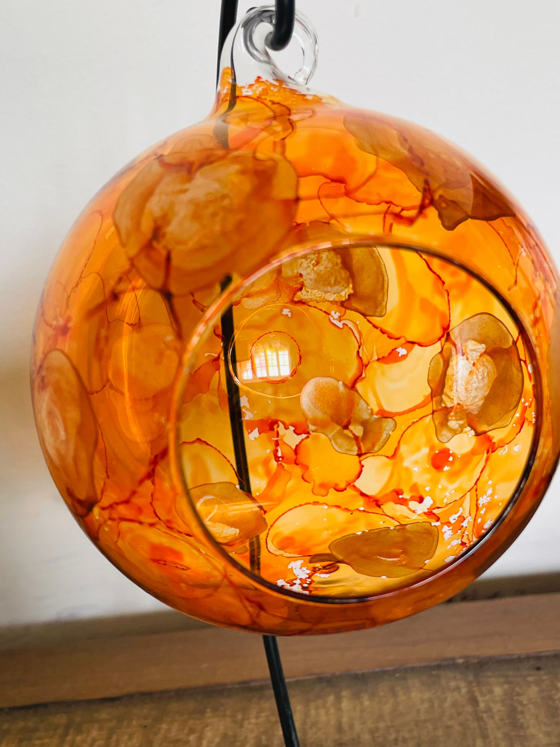 Hand Painted Candle Holder Hanging Glass Baubles. Lantern. Etsy UK