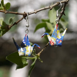 Earrings Cranes Blue