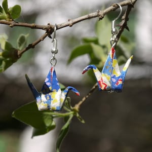 Earrings Cranes Blue