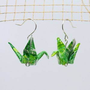 Earrings Cranes Green