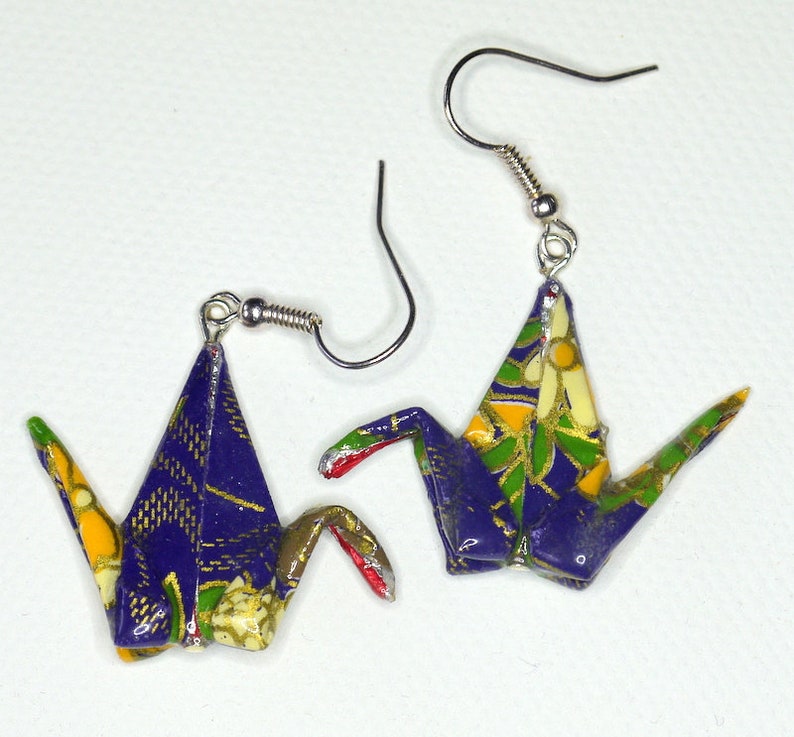 Earrings Cranes Purple
