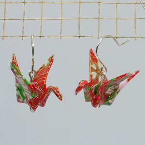 Earrings Cranes Red