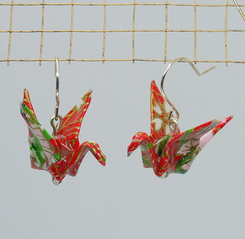 Earrings Cranes Red