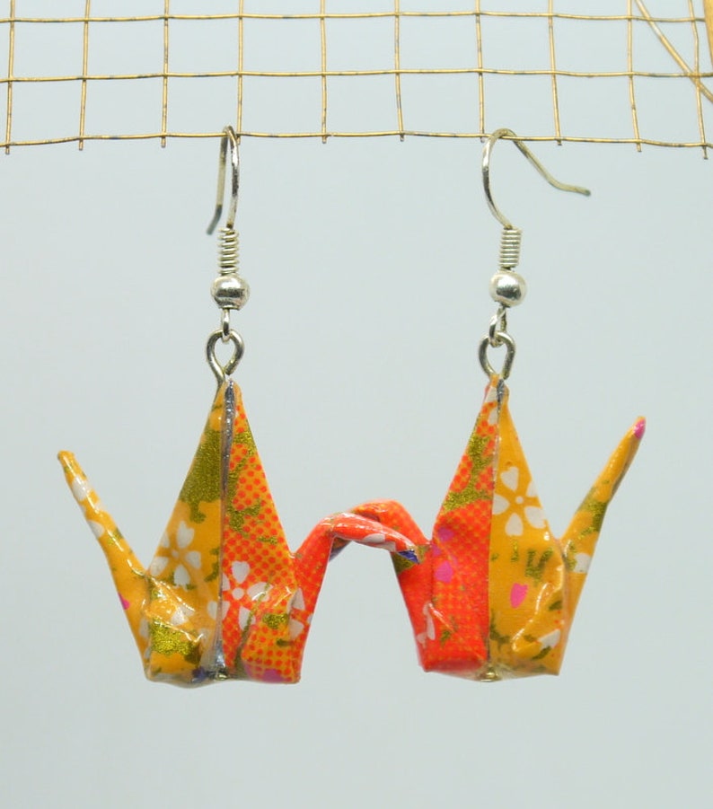 Earrings Cranes Orange