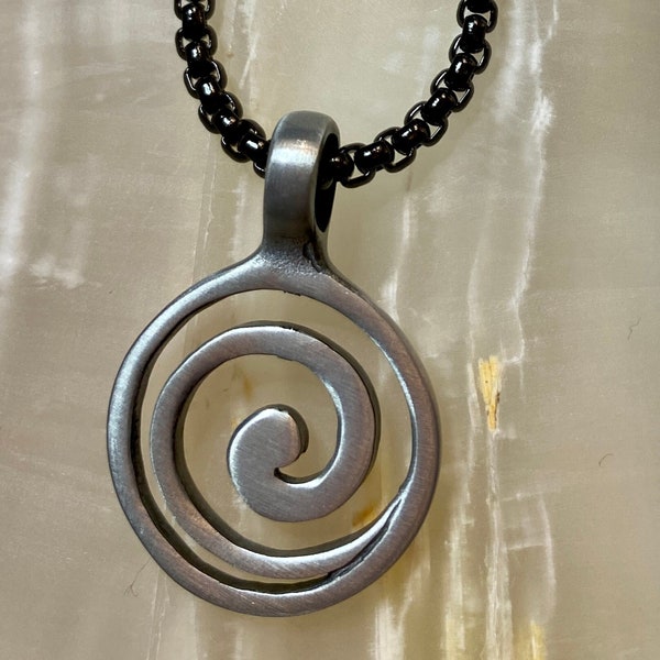 Maori Koru Swirl Pewter Pendant Necklace