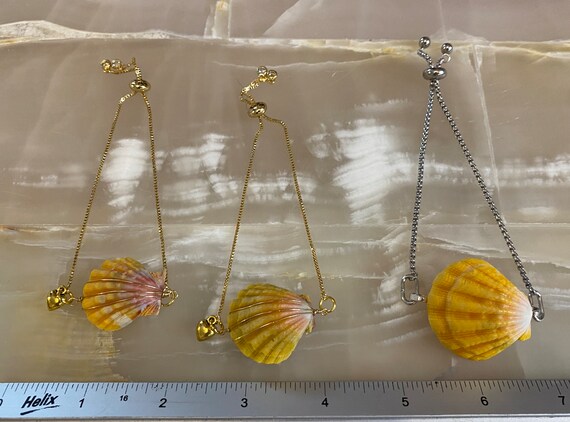 Hawaiian Sunrise Shell Connector Stainless Steel Bracelet Etsy