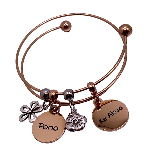 Rose Gold Stainless Steel Bangle Pono & Ke Akua