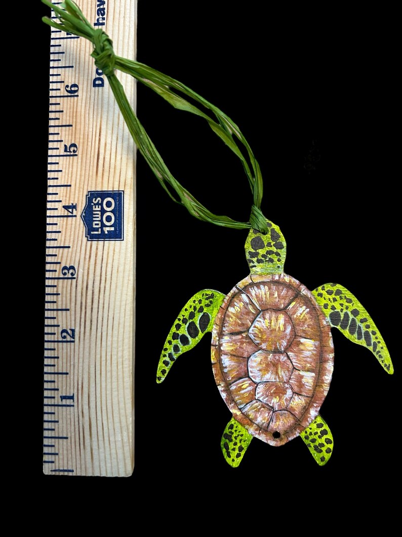 Hand Painted Wood Turtle Ornaments Set of 3 Etsy