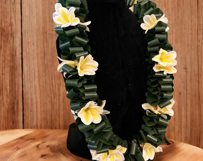 Featured listing image: Hawaiian Silk Leaves Plumeria Lei