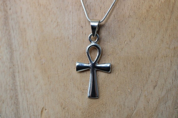 Sterling Silver Ankh Cross Pendant Necklace - 18 Inch Chain, Sacred Egyptian Key Of Life Symbol - View #10