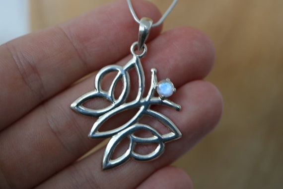 Collana a farfalla in argento sterling 925 con pietra di luna