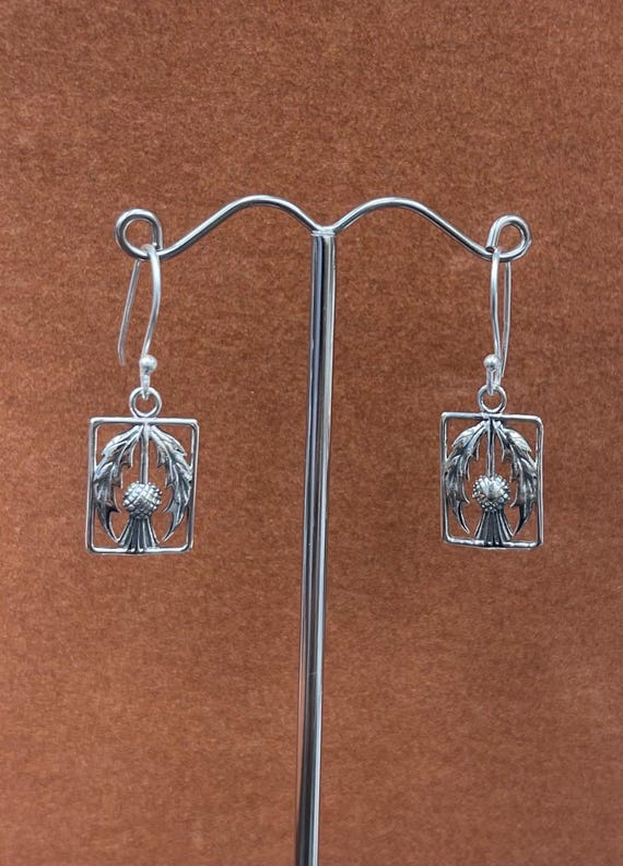 Orecchini Pendenti In Argento Sterling 925 A Forma Di Cardo Scozzese Con Cuore