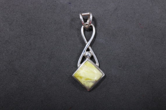 Iona Marble Scottish Green Marble Pendant 925 Sterling Silver Etsy