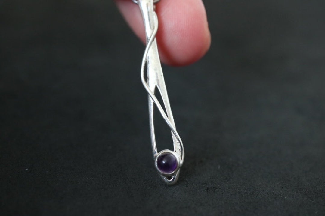 Sterlingsilber Halskette Mit Amethyst – Charles Rennie Mackintosh Design, 46 Cm