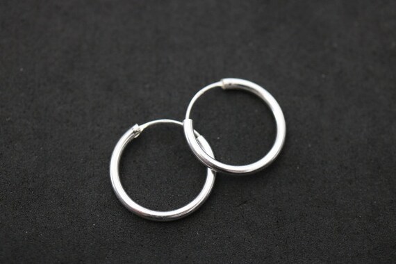 925 Sterling Silver Hoop Earrings - 2cm Diameter - Etsy