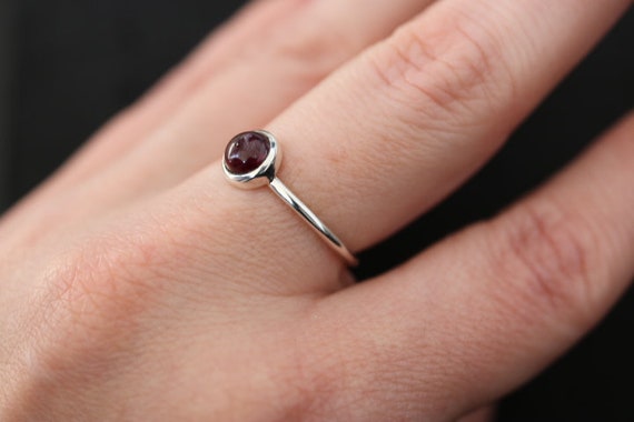 Garnet 925 Sterling Silver Ring - Etsy