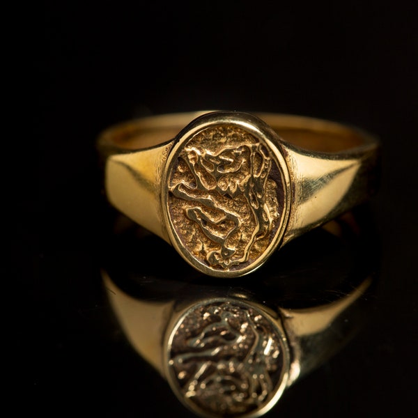 Brass Scottish Lion Ring | Signet Ring