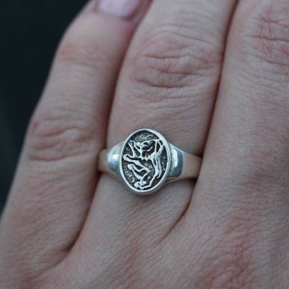 925 Silber Schotten Lowe Signet Ring Etsy