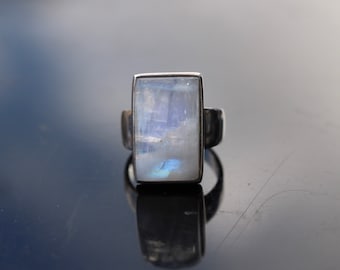 Adjustable Rainbow Moonstone Ring 925 Sterling Silver