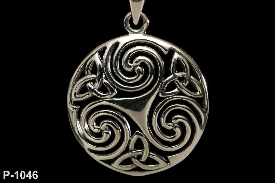 925 Sterling Silver Celtic Trinity Knot and Triskelion Pendant - Etsy
