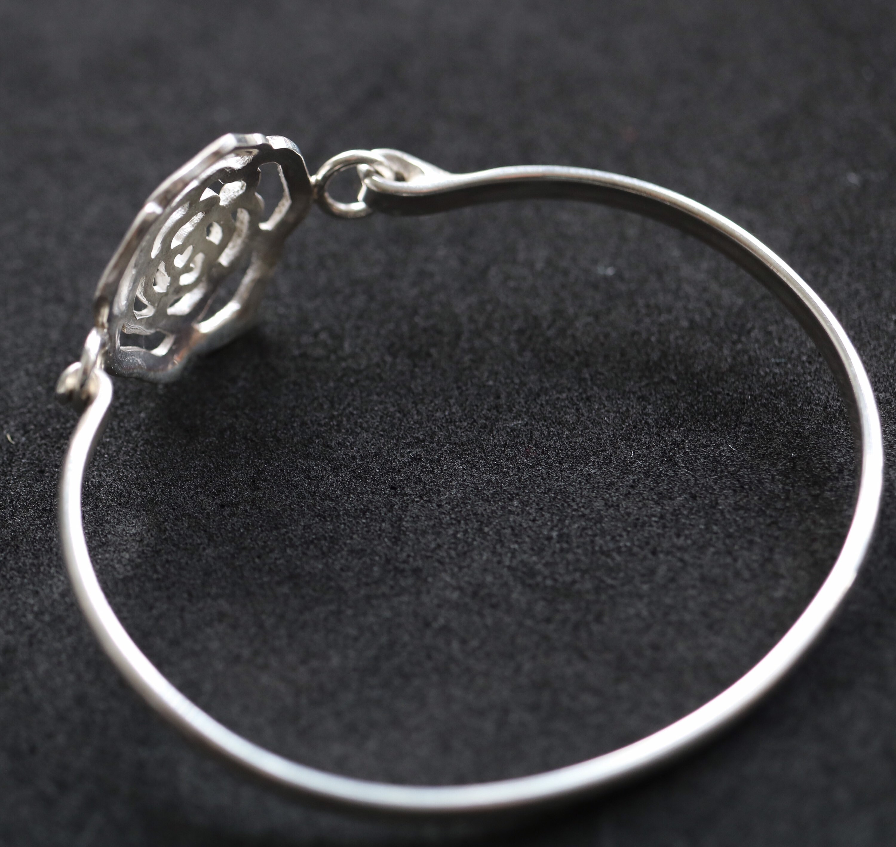 ★rosemont★ Silver Black Bead Bracelet La Vie En Rose RA24D Chic Link Rose Bracelet