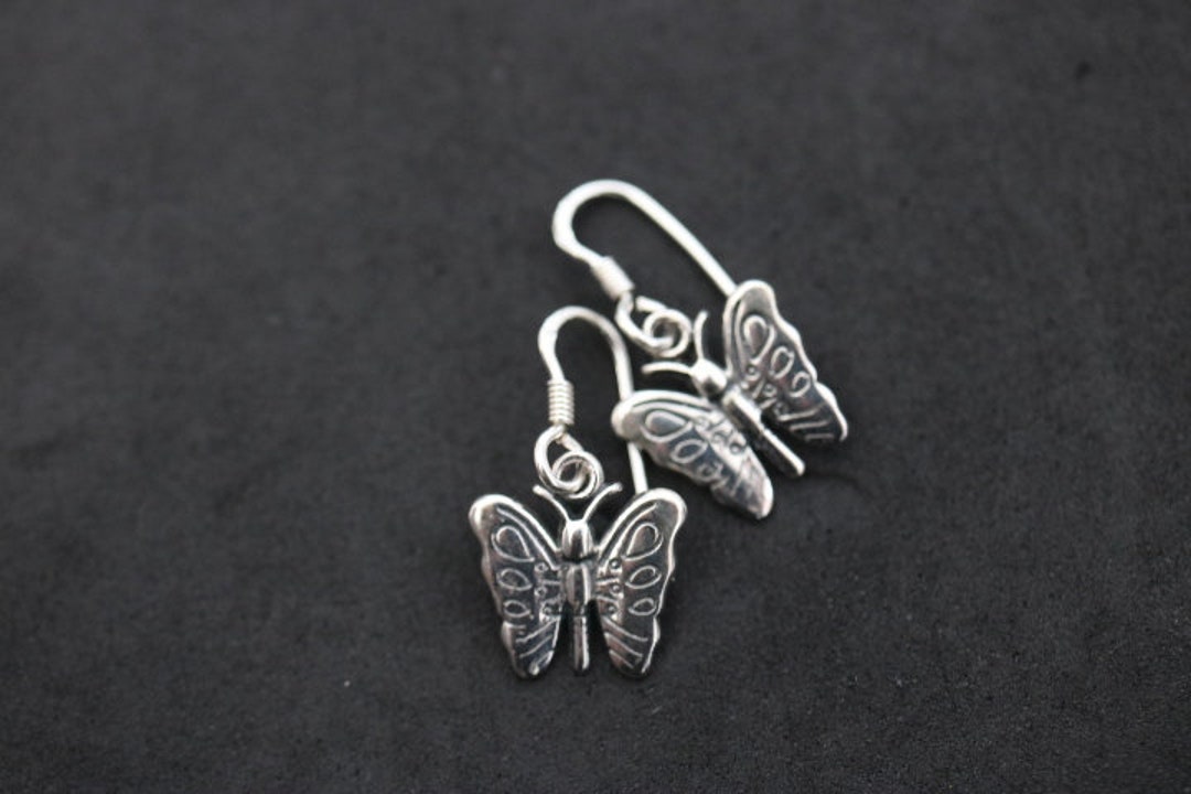 925 Silver Butterfly Design Earrings Etsy UK