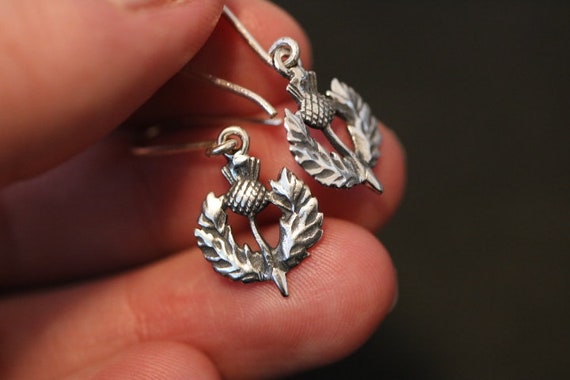 Orecchini Pendenti A Cardo Con Cuore In Argento Sterling 925 - Gioiello Scozzese Con Sacchetto In Velluto, Peso 1.8g - 2
