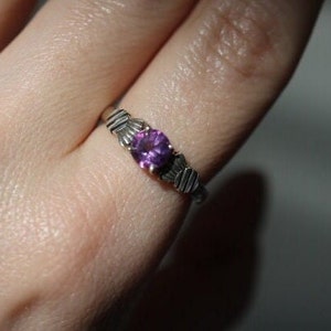 Scottish Thistle Ring  with Amethyst 925 Sterling Silver