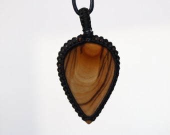 Tiger's Eye  Pendant Macrame Wrapped