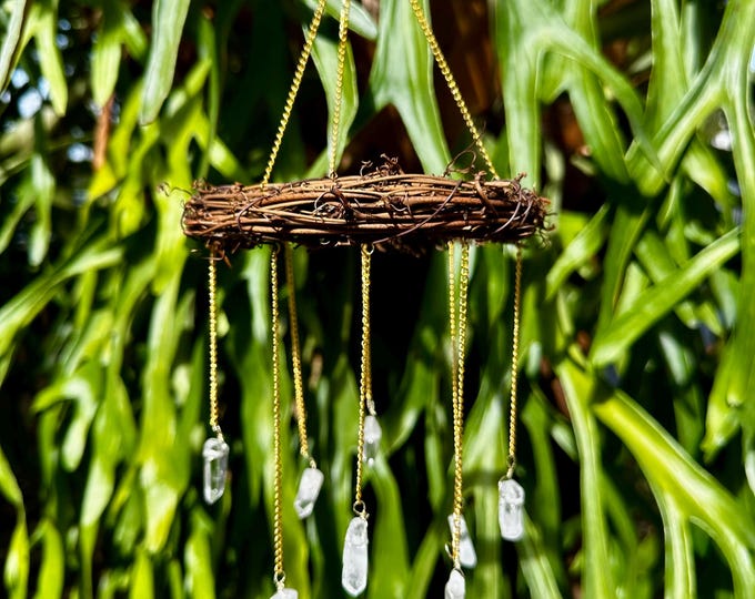 Cottagecore Crystal Wreath | Cottagecore Decor Whimsical | Fairycore | Boho Wall Hanging