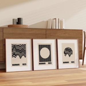 Bauhaus Printable Poster Set de 3, Art abstrait moderne, Décor minimaliste, Téléchargement instantané