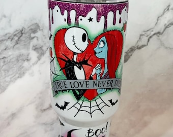 Pesadilla antes de Navidad, Jack Skellington y Sally, vaso de 40 oz inspirado en Stanley Style