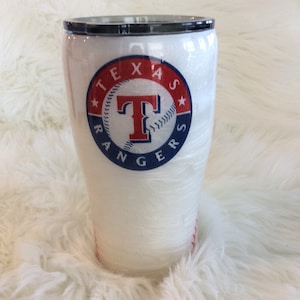 Personalized Texas Rangers Baseball 20 or 30 ounce Glitter Tumbler