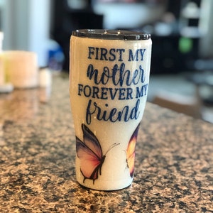 Personalized Mother&#39;s Love Butterfly 20 or 30 ounce Glitter Tumbler