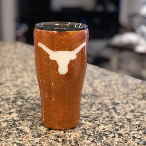 Personalized University of Texas at Austin Longhorns 20 or 30 ounce Glitter Tumbler