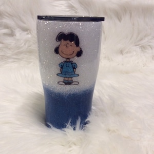 Personalized Lucy from Charlie Brown Peanuts 20 or 30 ounce Glitter Tumbler