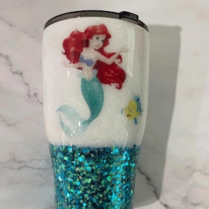 Personalized Disney Princess- Ariel 20 or 30 ounce Glitter Tumbler