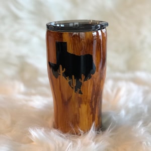 Personalized Wood Grain Texas 20 or 30 ounce Tumbler